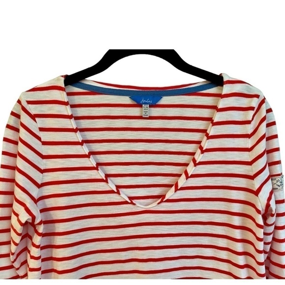 JOULES, RED & WHITE NAUTICAL, V-NECK,SWING TOP. 3/4 SLEEVES & ROUNDED HEM.SIZE 4 - Picture 5 of 6